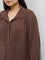 Gia Dark Brown Pintuck-Detail Blouse