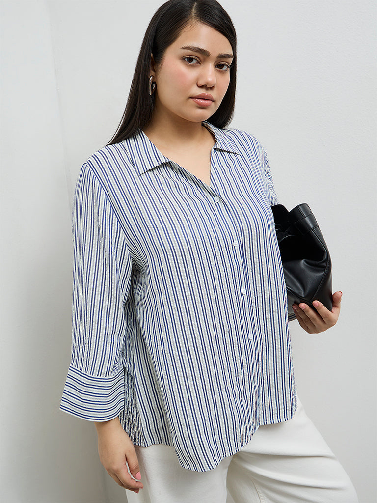 Gia Navy Striped Shirt