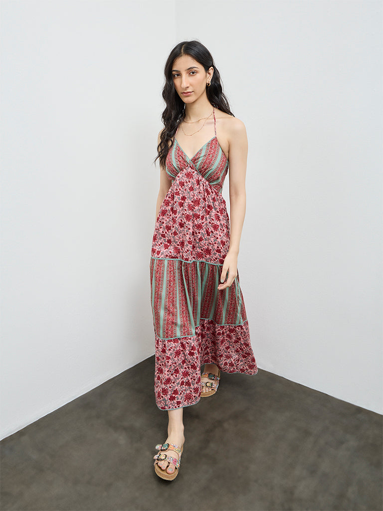 Bombay Paisley Pink Floral Cotton A-Line Dress