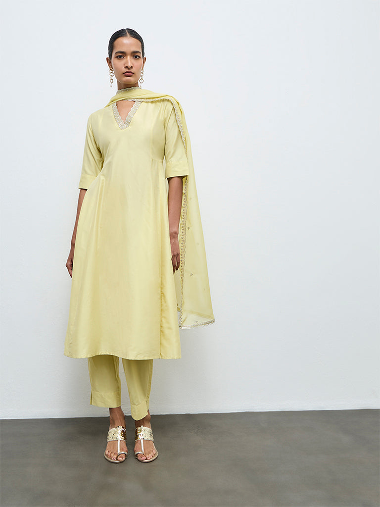 Vark Lemon Anarkali Ethnic Set