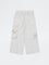 HOP Kids Girls White Embroidered High-Rise Cotton Cargo Pants