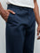 Ascot Navy Relaxed-Fit Mid-Rise Cotton Trousers