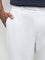 Ascot White Relaxed-Fit Mid-Rise Cotton Trousers
