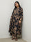 Diza Black Floral Pattern A-Line Kurta