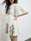 Bombay Paisley Off-White Floral Cotton-Blend A-Line Dress