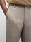 Ascot Taupe Checkered Relaxed-Fit Mid-Rise Linen Trousers