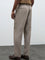 Ascot Taupe Checkered Relaxed-Fit Mid-Rise Linen Trousers