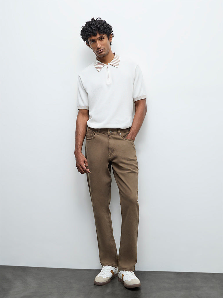 Ascot Taupe Relaxed-Fit Mid-Rise Jeans