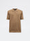 Ascot Tan Relaxed-Fit Cotton Quarter-Zip Polo T-Shirt