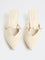 LUNA BLU Ivory Stud-Detailed Kitten-Heel Mules