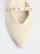 LUNA BLU Ivory Stud-Detailed Kitten-Heel Mules