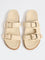 LUNA BLU Ivory Buckle-Detailed Comfort Sandals