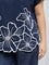 Gia Navy Floral Embroidered Cotton Blouse