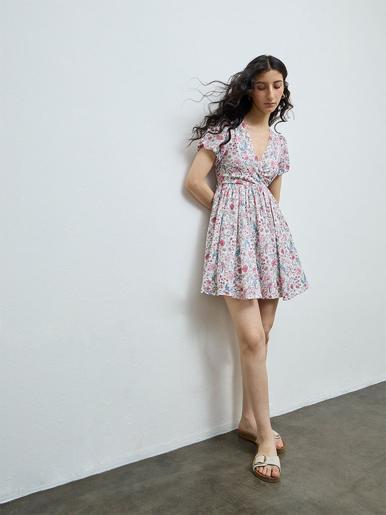 Bombay Paisley Pink Floral Cotton A-Line Dress