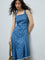Bombay Paisley Blue Floral Denim A-Line Dress