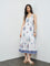 Bombay Paisley White Floral Cotton Tiered Dress