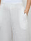 Diza White Solid Linen Pants