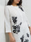 Diza White Floral Embroidered Linen A-Line Kurta
