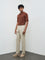 Ascot Rust Cable-Knit Relaxed-Fit Quarter-Zip Cotton Polo T-Shirt
