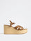 LUNA BLU Tan Cross-Strap Raffia Sandals