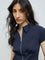 Nuon Navy Solid Cotton Top