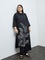 Diza Black Foliage Printed A-Line Kurta