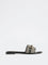 LUNA BLU Black Raffia Textured Slides