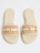 LUNA BLU Light Beige Raffia Textured Slides