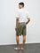 ETA Olive Solid Relaxed-Fit Mid-Rise Cotton Shorts