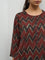 Utsa Maroon Chevron Printed Cotton Straight Kurta