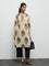 Utsa Beige Floral Design Cotton Straight Kurta