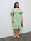 Gia Mint Seersucker Striped Cotton A-Line Dress