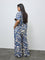 Gia Navy Abstract Pattern High-Rise Trousers