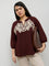Gia Brown Embroidered Cotton Blouse