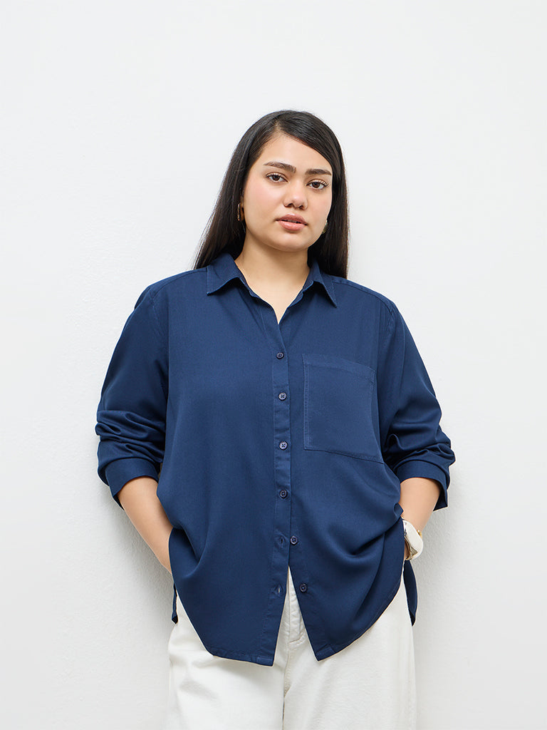 Gia Navy Solid Shirt