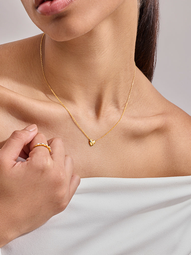 Yellow Lab Diamond Heart Necklace