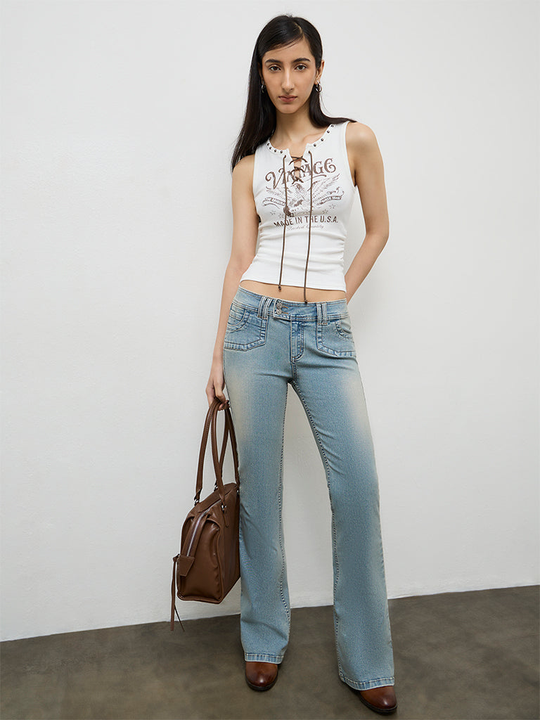 Nuon Light-Blue-Wash Low-Waist Relaxed Fit Jeans
