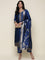 Midnight Blue Silk Hand embroidered three piece suit set