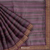 Wine Tissue Printed Handloom Silk Saree Stripes Pattern