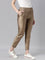 Women Gold Solid Mid Rise Metallic Pants