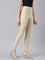 Women Solid Dark Cream Slim Fit Shimmer Leggings