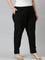 Women Black Solid Mid Rise Metallic Pants