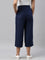 Women Solid Navy Linen Mid Rise Culottes