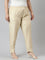 Women Dark Cream Solid Mid Rise Metallic Pants