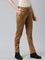 Women Solid Light Brown Mid Rise Suede Treggings