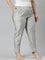 Women Silver Solid Mid Rise Metallic Pants