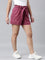 Women Solid Plum High Rise Linen Shorts