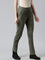 Women Solid Olive Green Mid Rise Suede Treggings