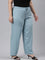 Women Solid Dusty Blue Viscose Mid Rise Casual Pants