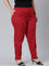 Women Solid Cherry Cotton Pencil Pant